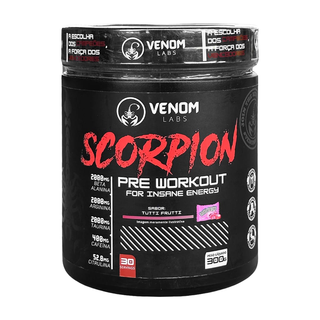 Pré Treino Scorpion Venom Labs 300g - Tutti frutti